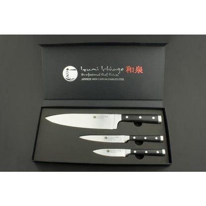 IZUMI ICHIAGO 3 pièces Ensemble de couteaux de chef "Professional Chef Knives" en acier inoxydable japonais à haute teneur en carbone